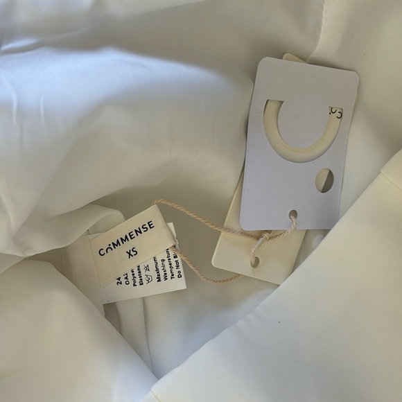 Commense White A-line Sheath Mini Dress Cap Sleeves Front Pockets Fully Lined - Picture 6 of 7